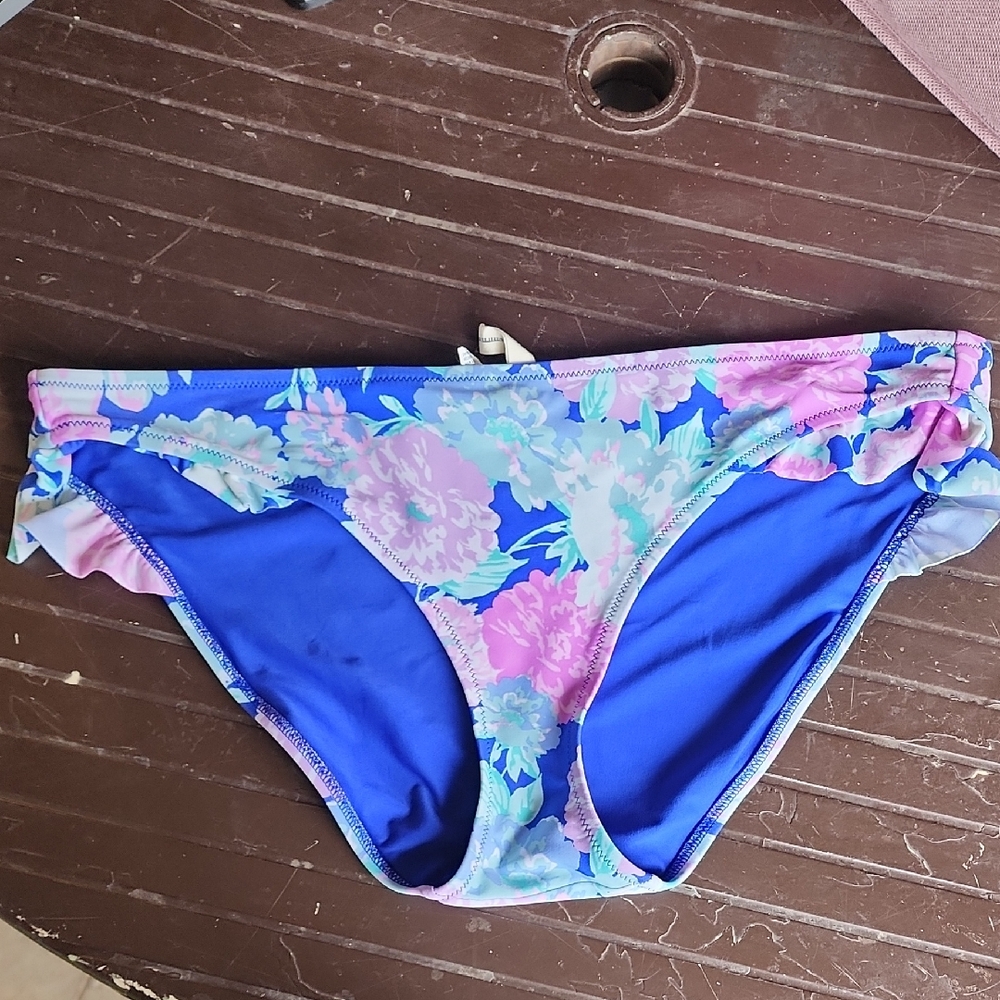 American Eagle Outfitters Blue and Pink Floral Bikini Bottom
